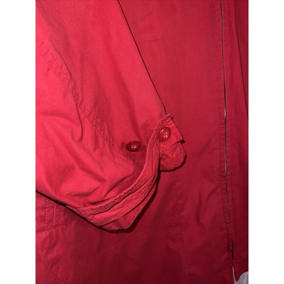 Vintage London Fog Jacket Red Medium Zip Hood Shoulder Pads Buttons Pockets - Picture 4 of 15